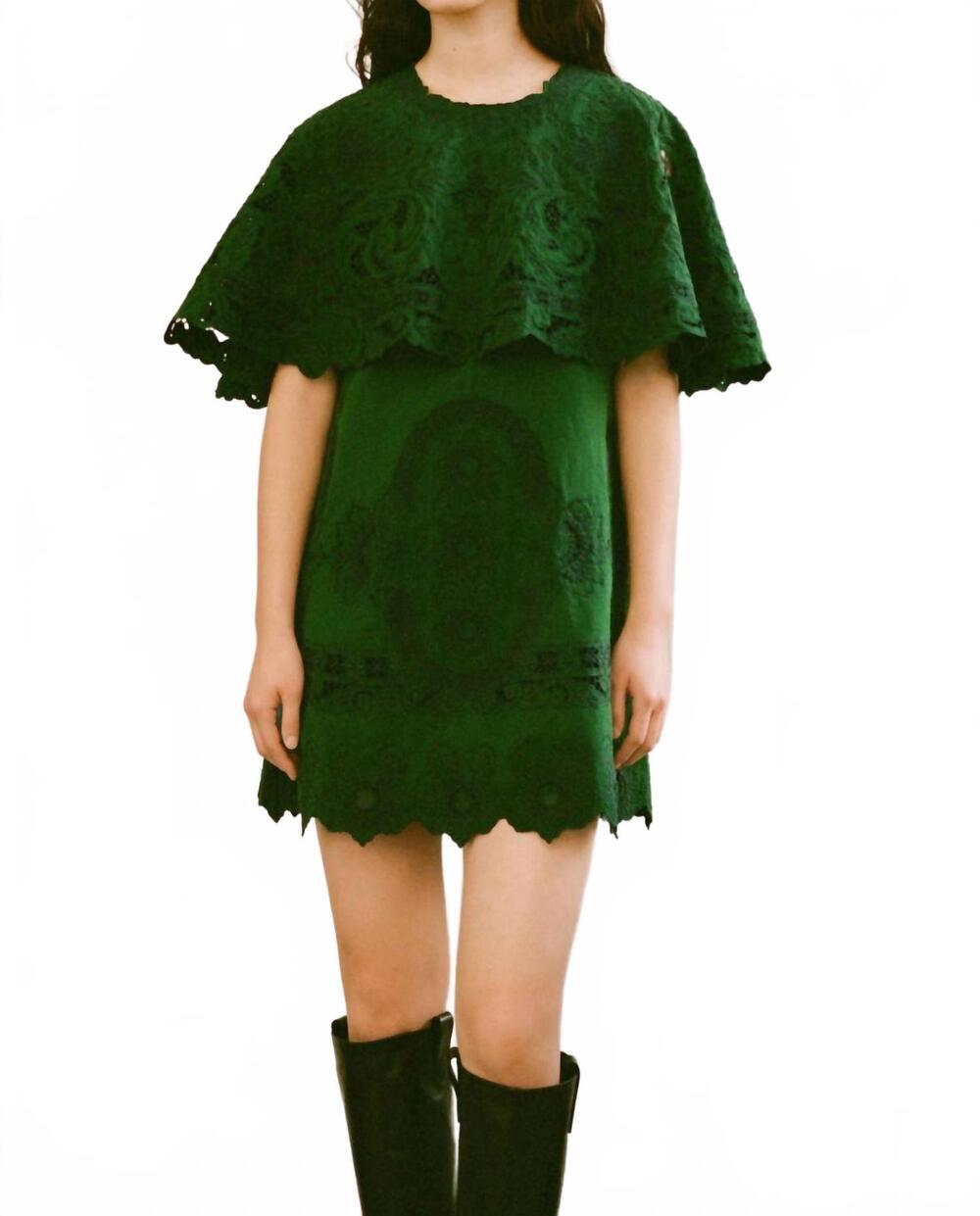 NEW SEA ceci mini dress in green